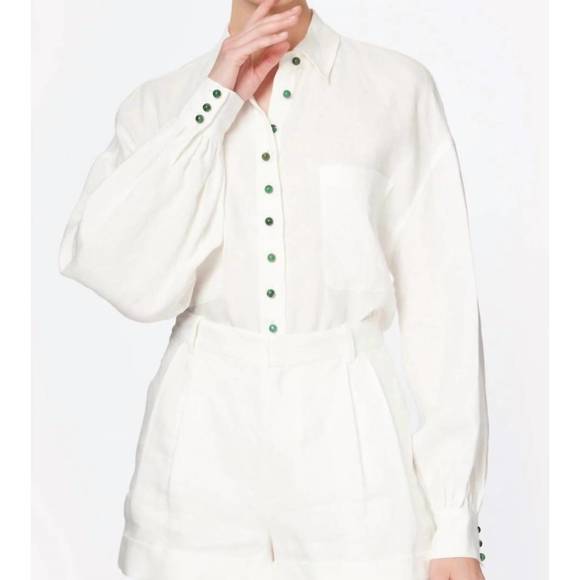 NEW CAMI NYC belkis turquoise top in white - Picture 1 of 4